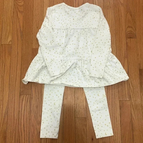 Girls Crewcuts 2 Piece Long Sleeve Outfit Size Small White With Gold Stars EUC - Picture 2 of 7